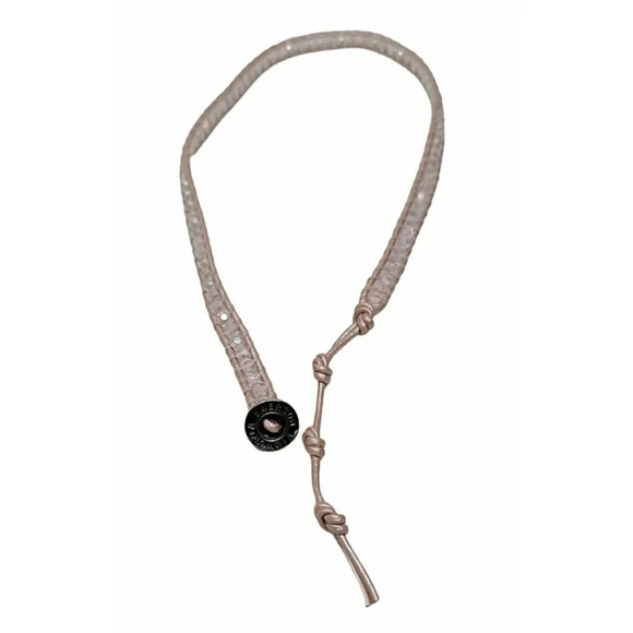 Victoria Emerson Light Pink Leather And Beaded Wrap Bracelet - Picture 4 of 7